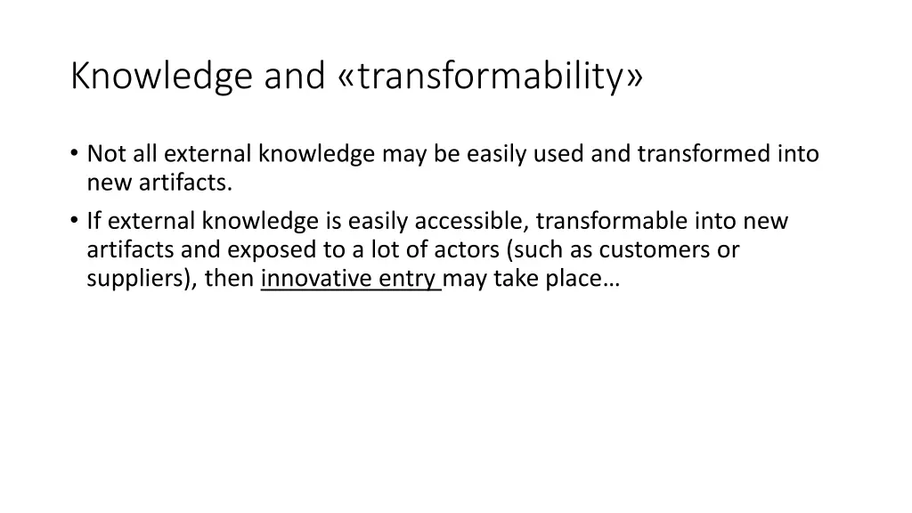 knowledge and transformability