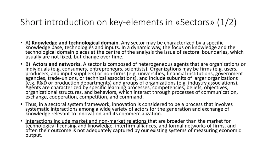 short introduction on key elements in sectors 1 2
