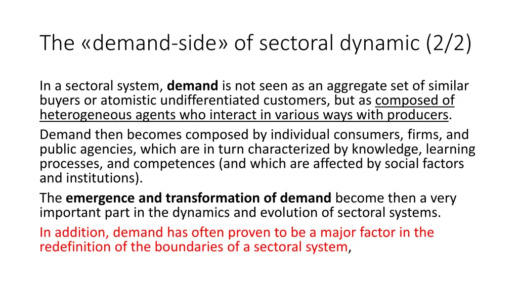 the demand side of sectoral dynamic 2 2