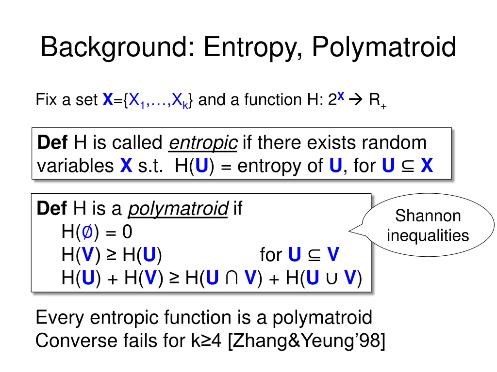 background entropy polymatroid