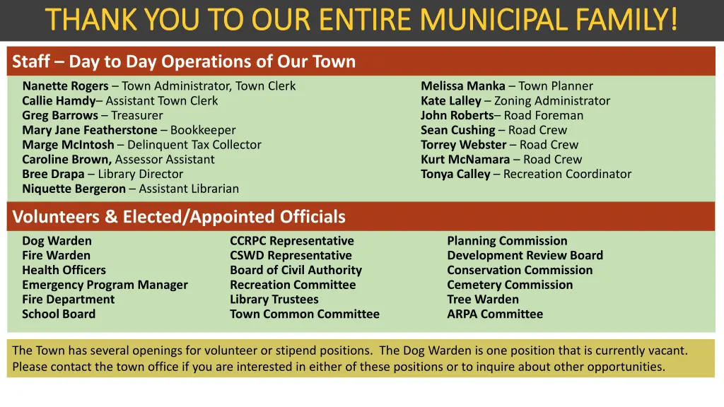 thank you to our entire municipal family thank