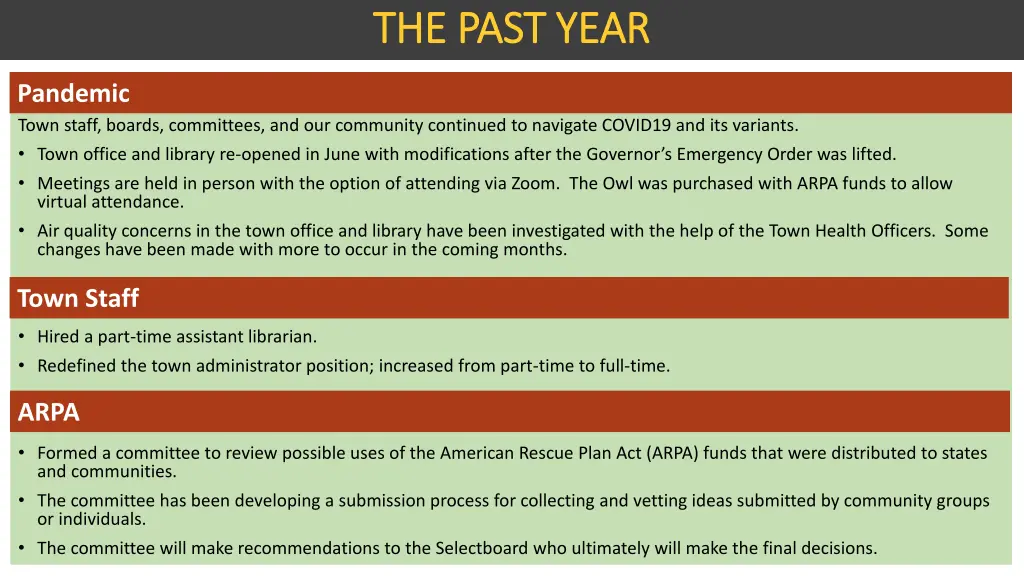 the past year the past year