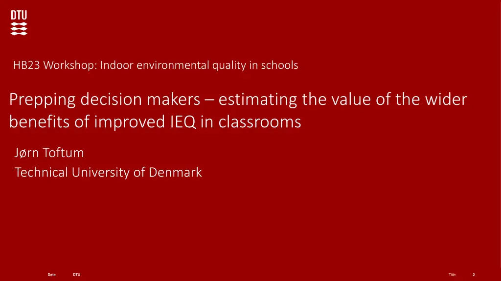 hb23 workshop indoor environmental quality