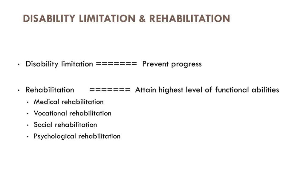disability limitation rehabilitation