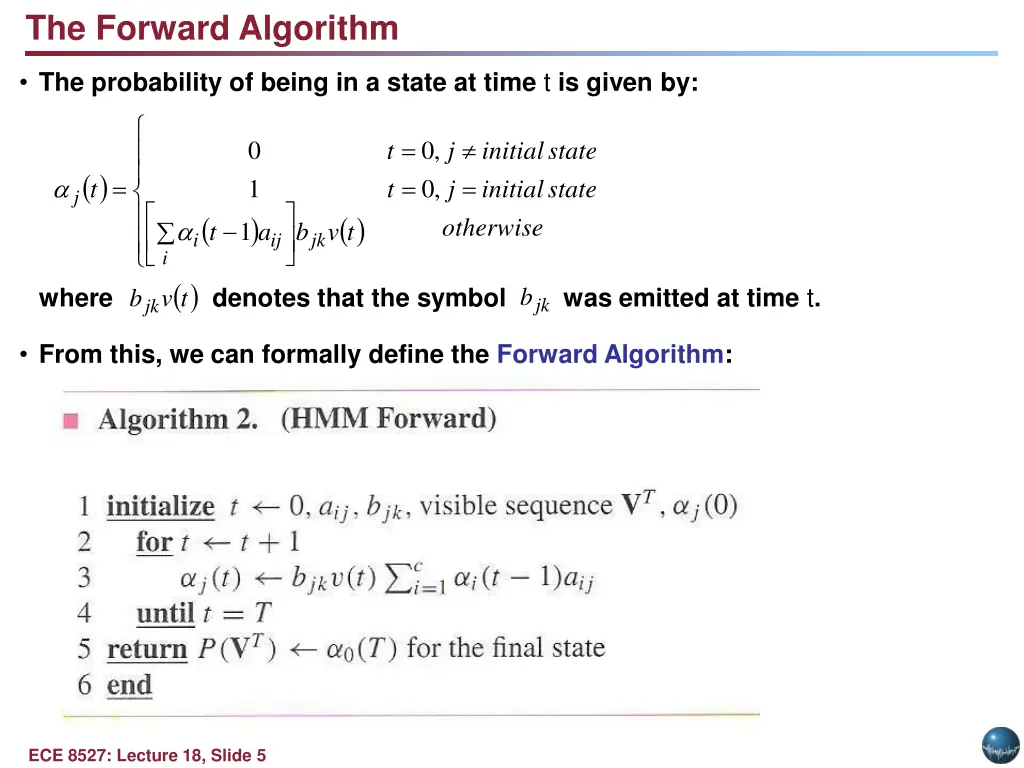the forward algorithm