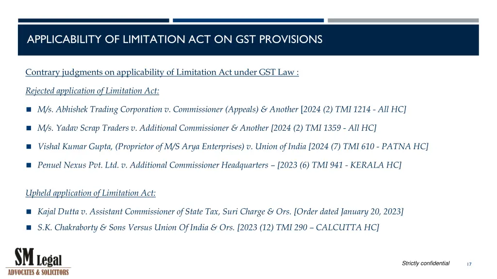 applicability of limitation act on gst provisions