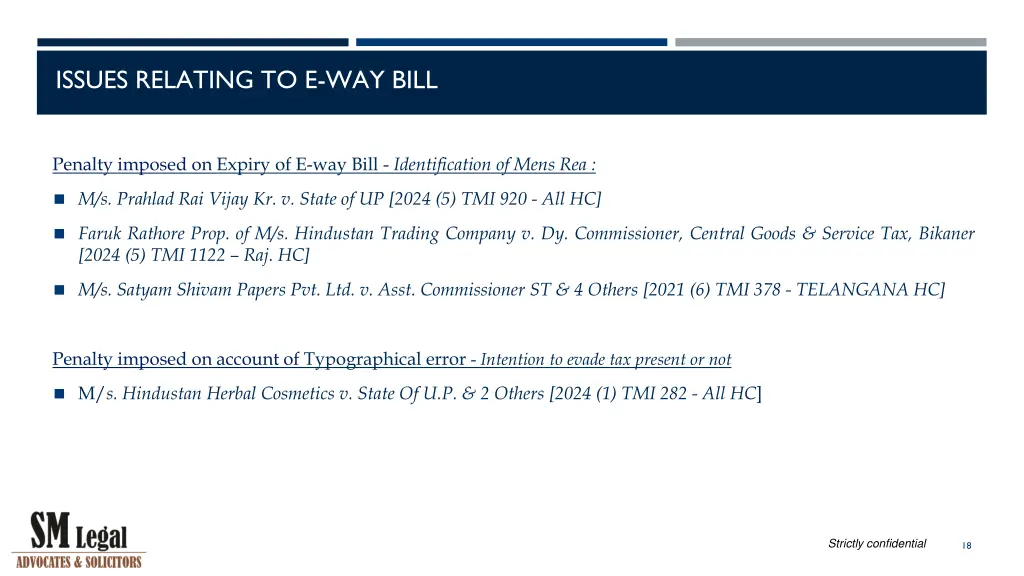 issues relating to e way bill