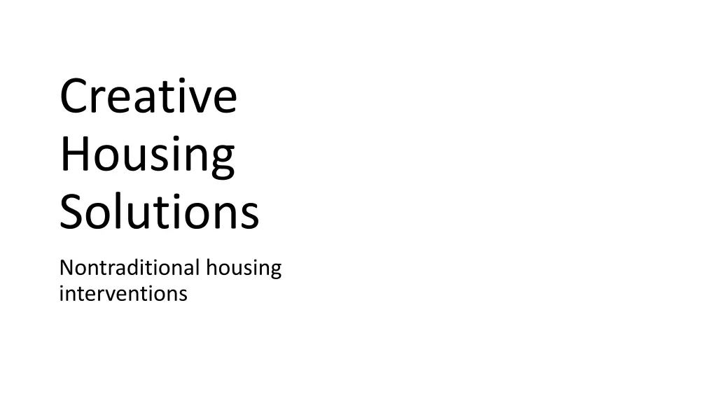 creative housing solutions