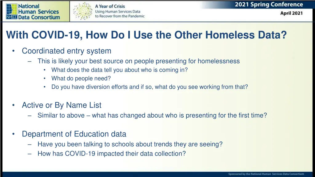 with covid 19 how do i use the other homeless data