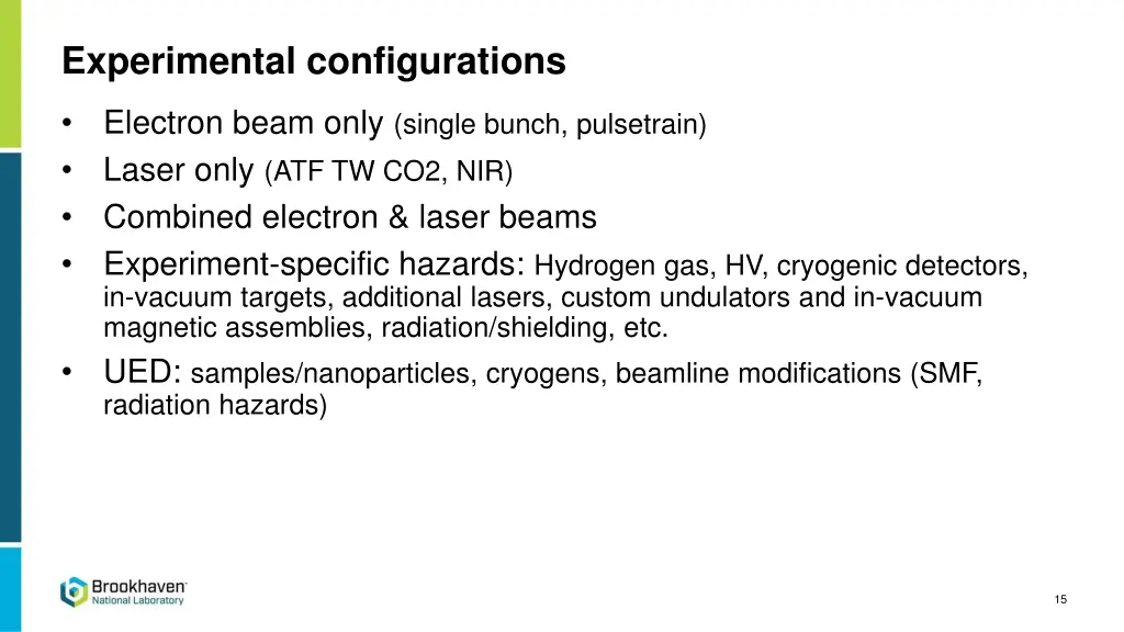 experimental configurations