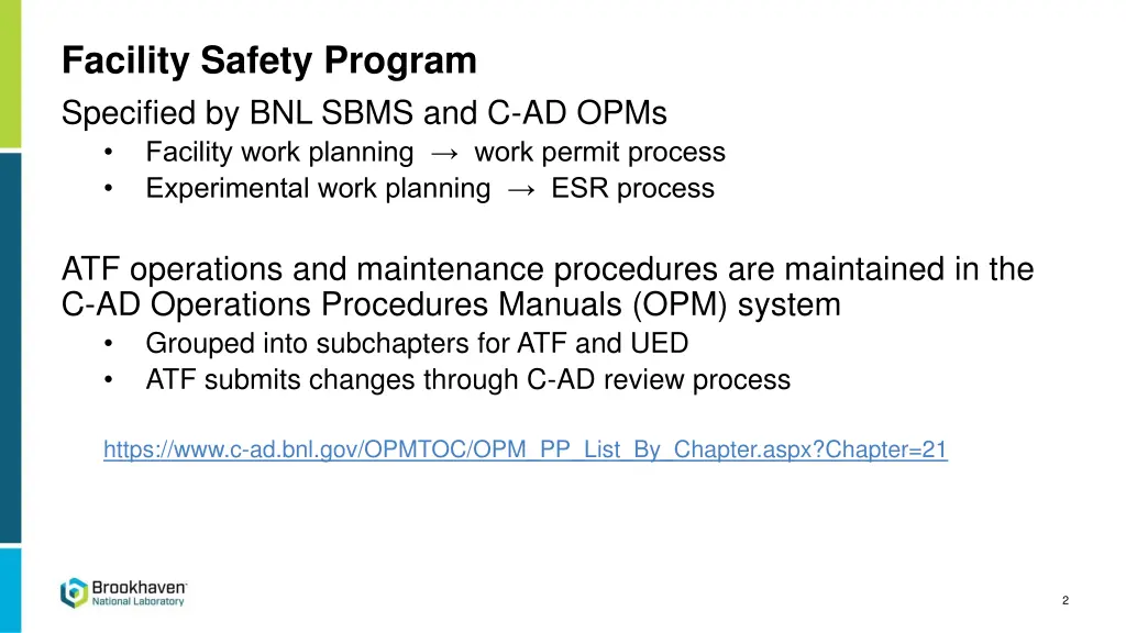 facility safety program specified by bnl sbms