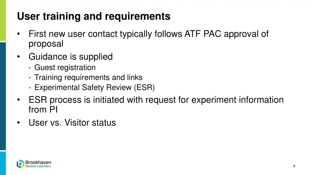 user training and requirements