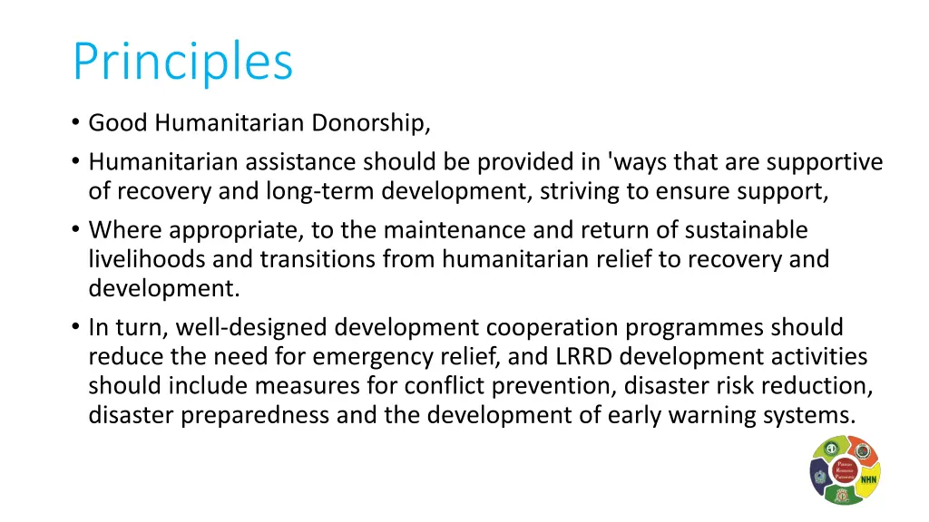 principles good humanitarian donorship