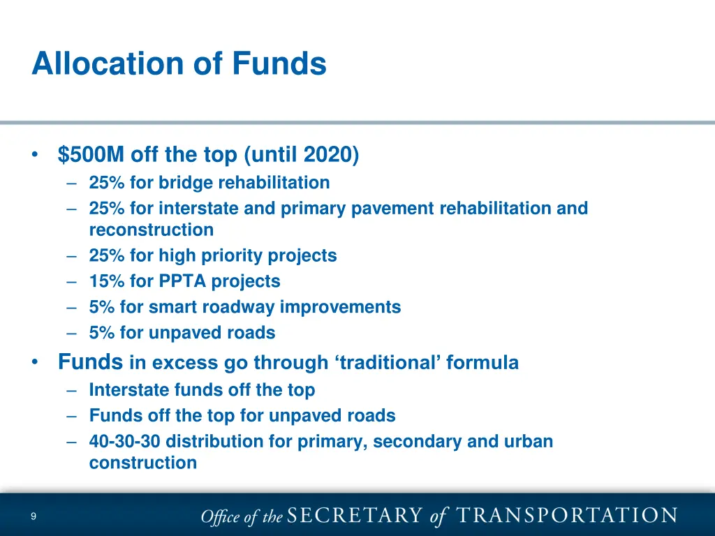 allocation of funds