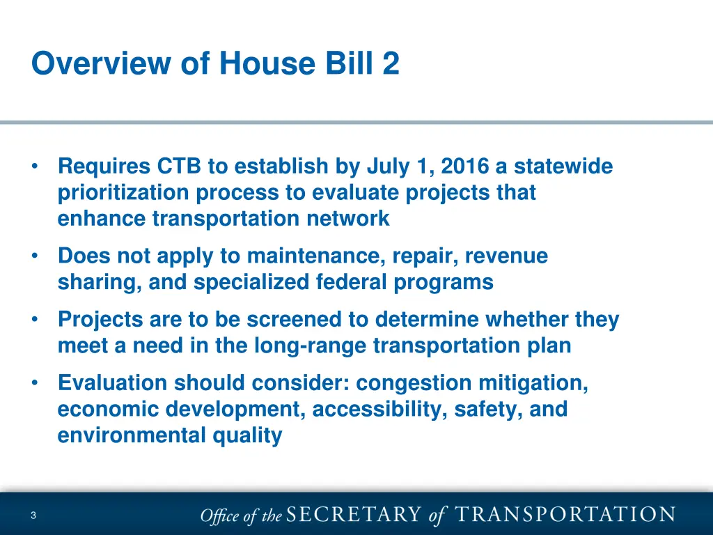 overview of house bill 2