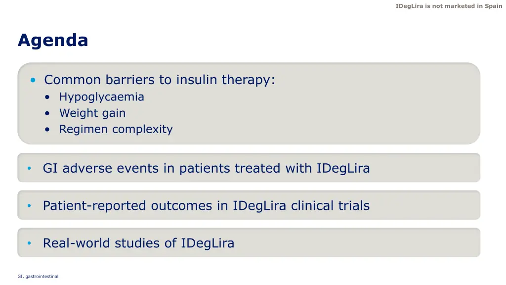 ideglira is not marketed in spain