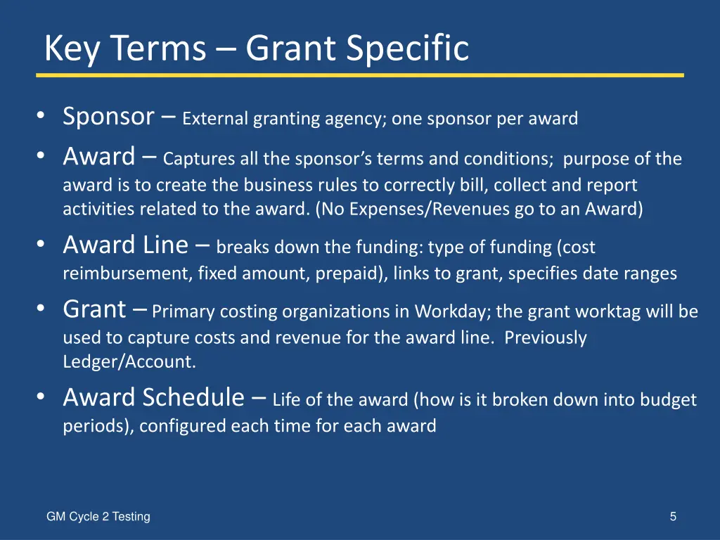 key terms grant specific
