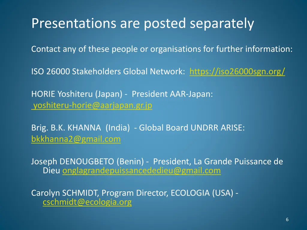 presentations are posted separately