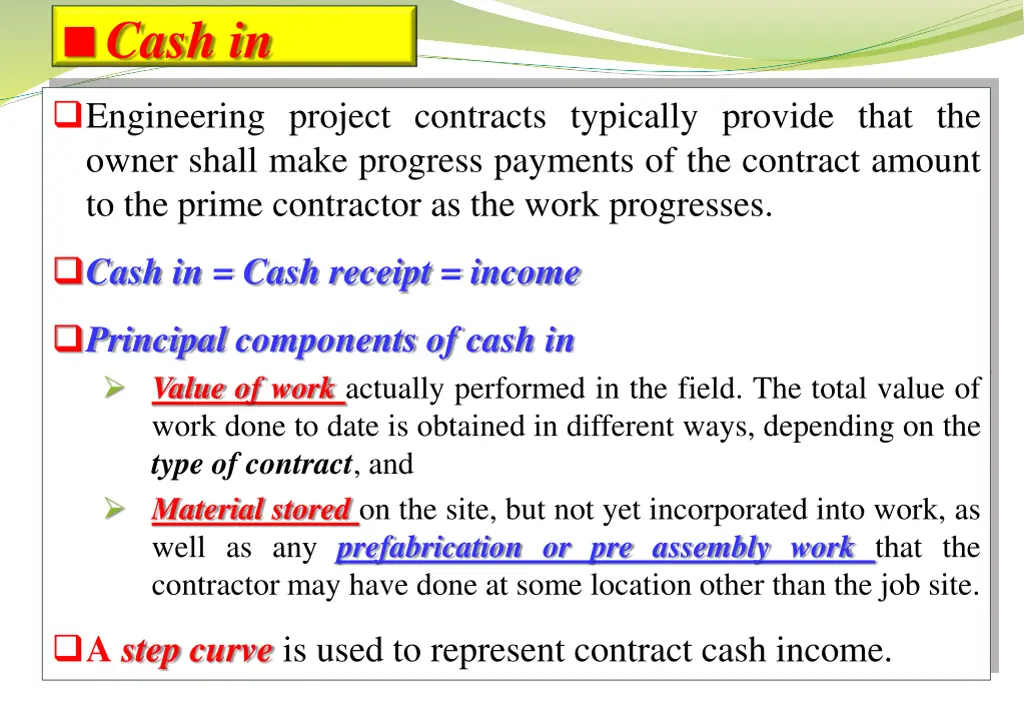 cash in