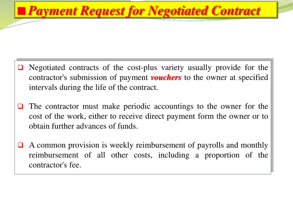 payment request for negotiated contract