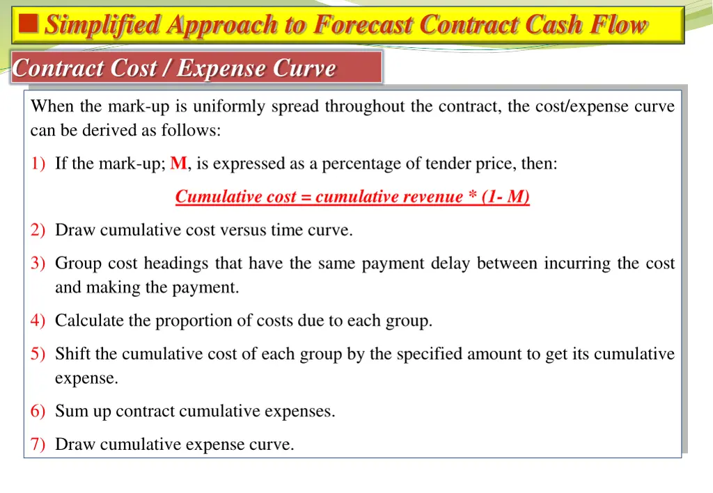 simplified approach to forecast contract cash