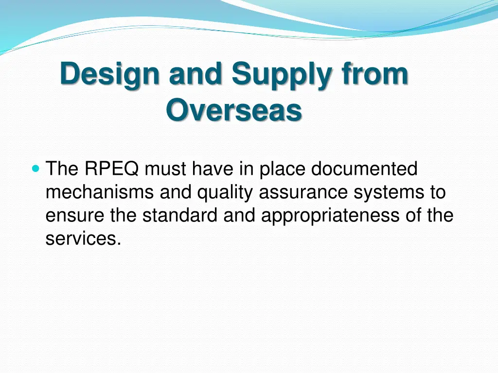design and supply from overseas
