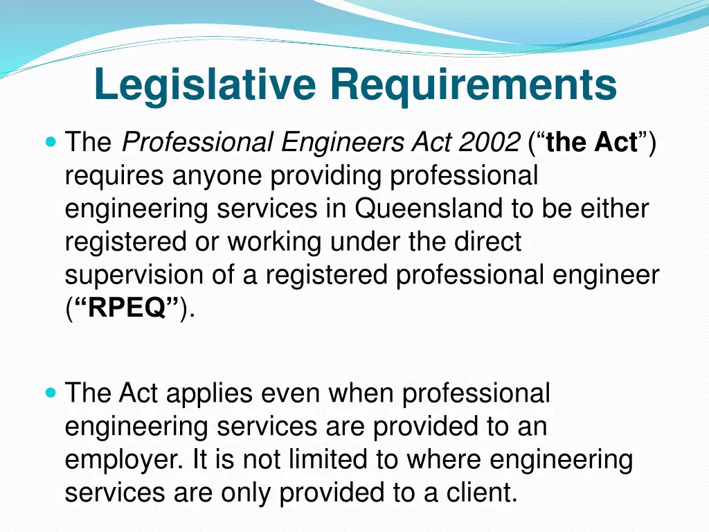 legislative requirements