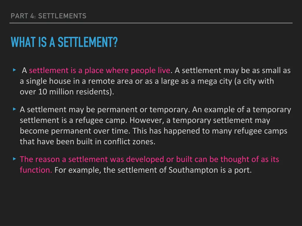 part 4 settlements 1