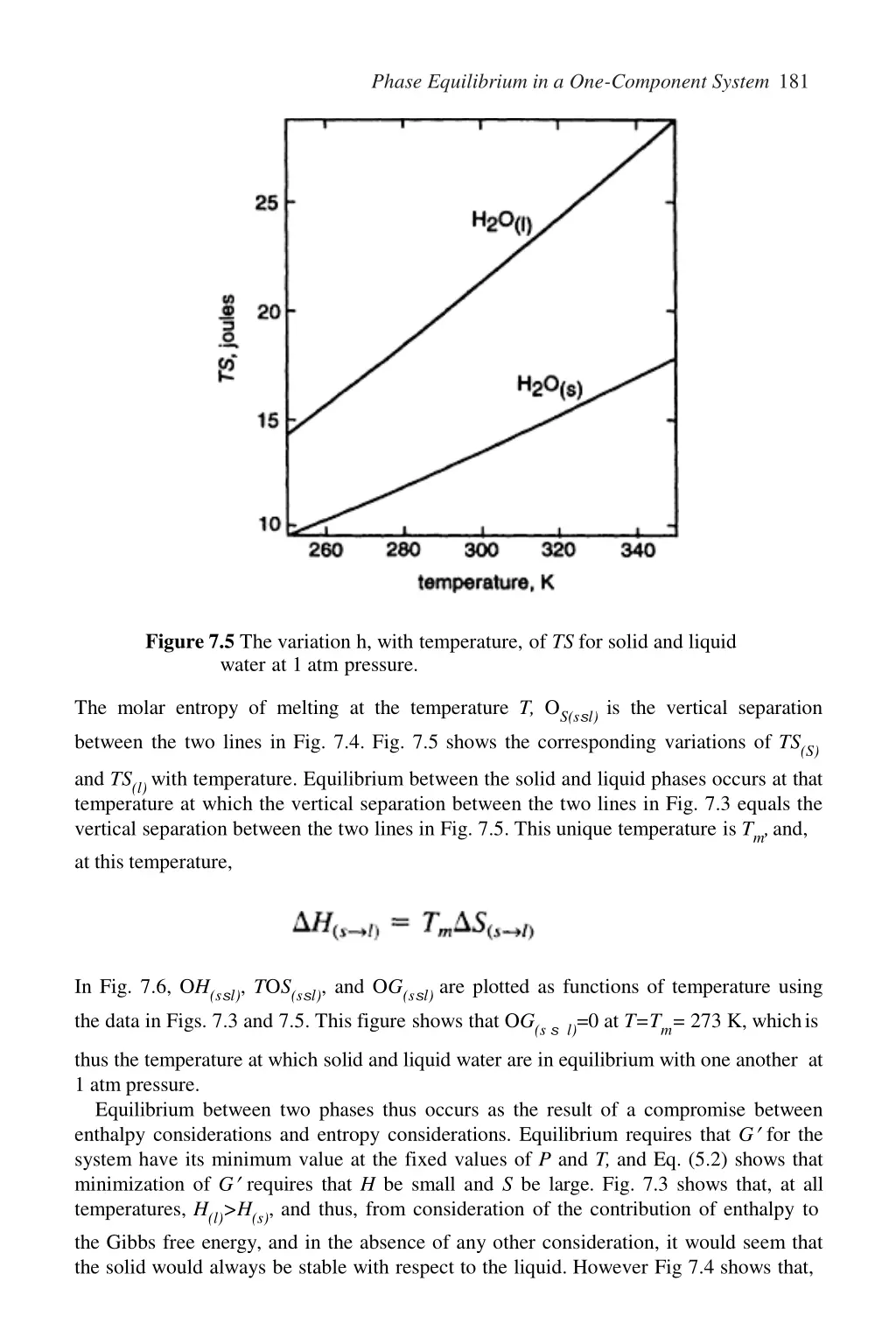 phase equilibrium in a one component system 181