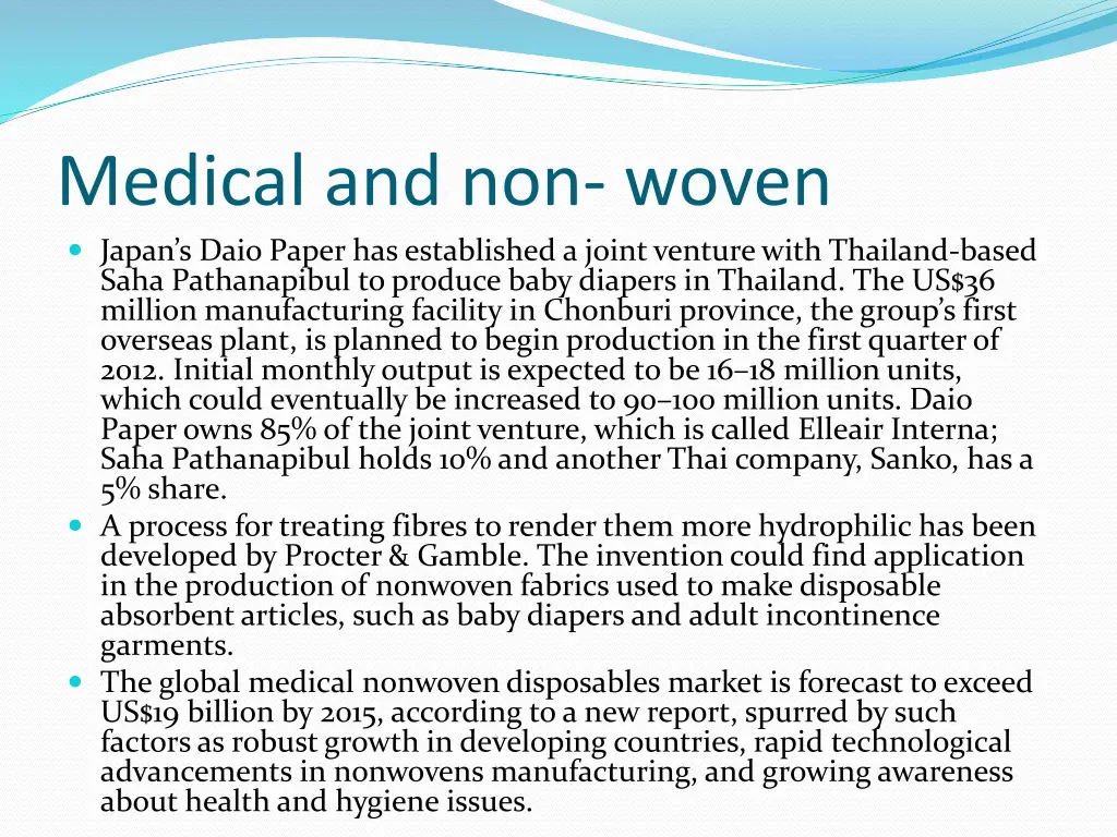 medical and non woven japan s daio paper