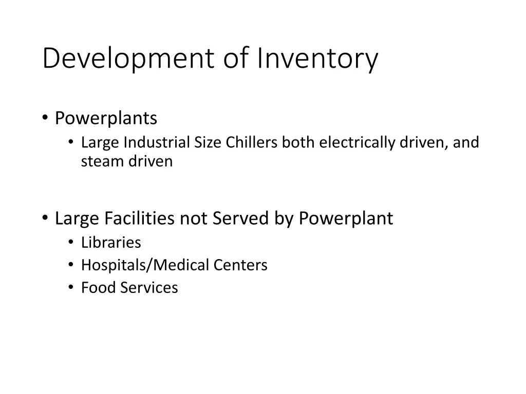 development of inventory