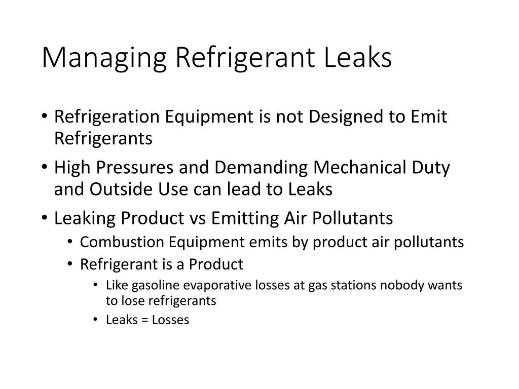 managing refrigerant leaks