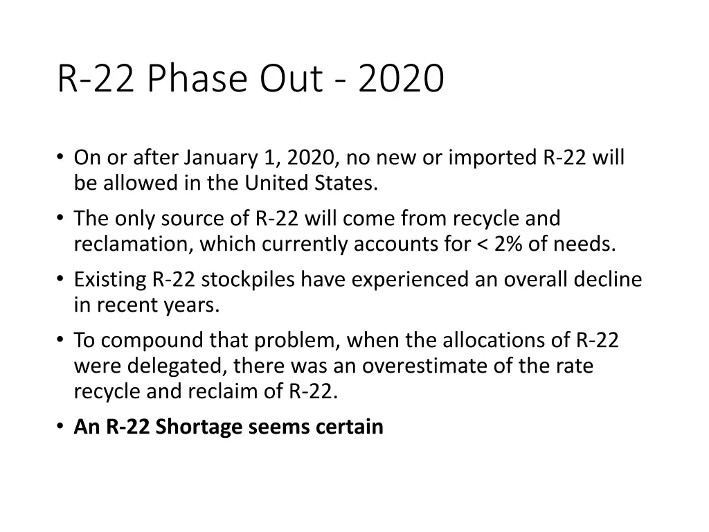r 22 phase out 2020