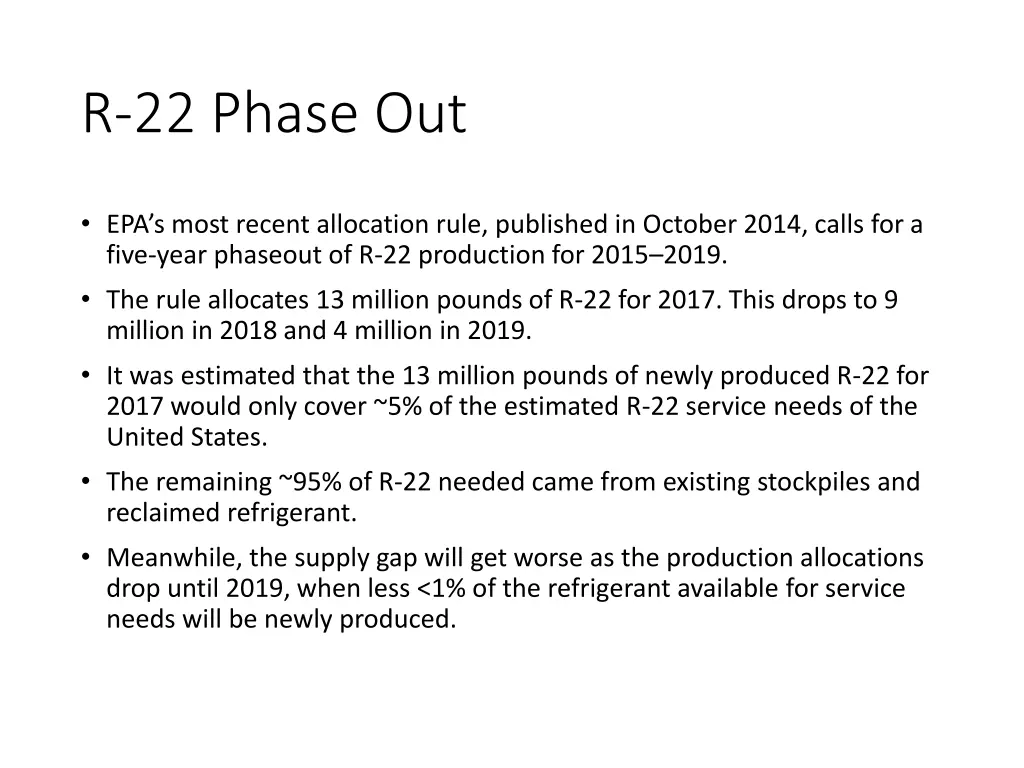 r 22 phase out