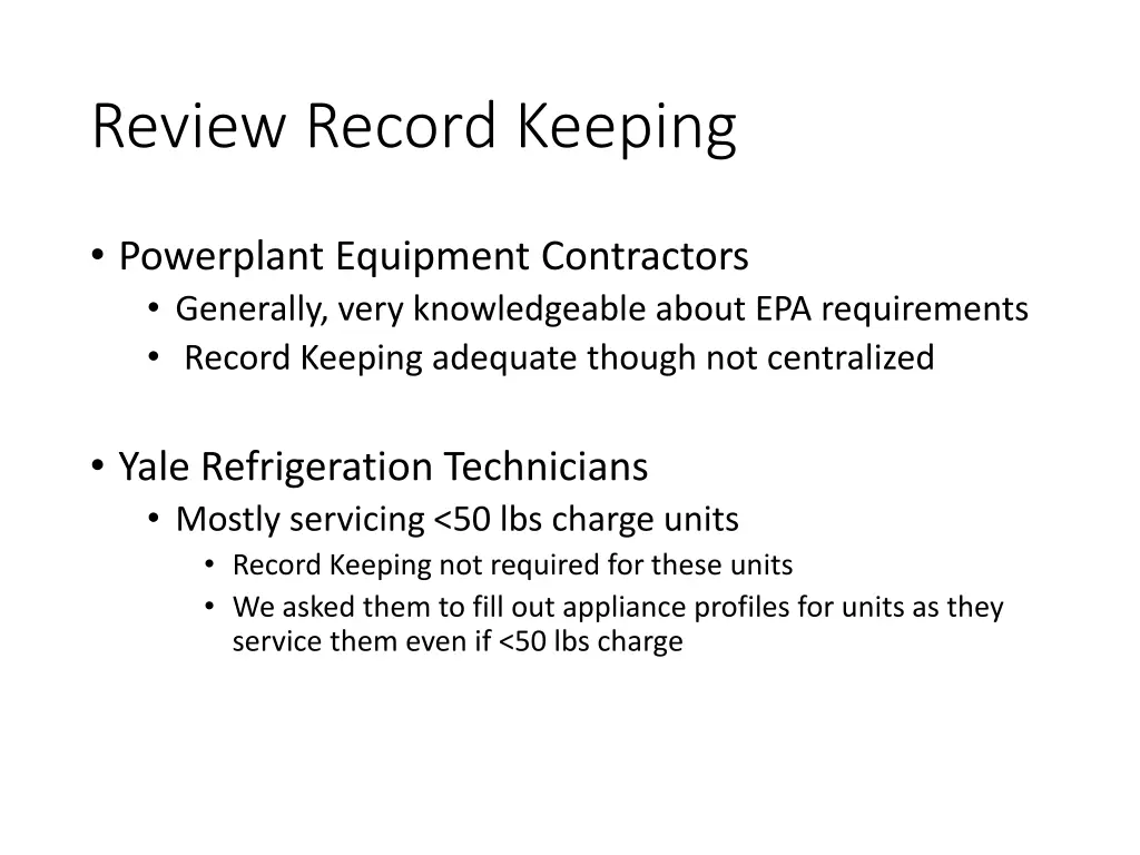 review record keeping