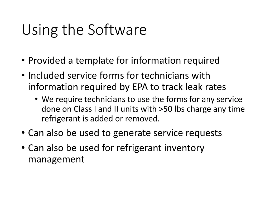 using the software