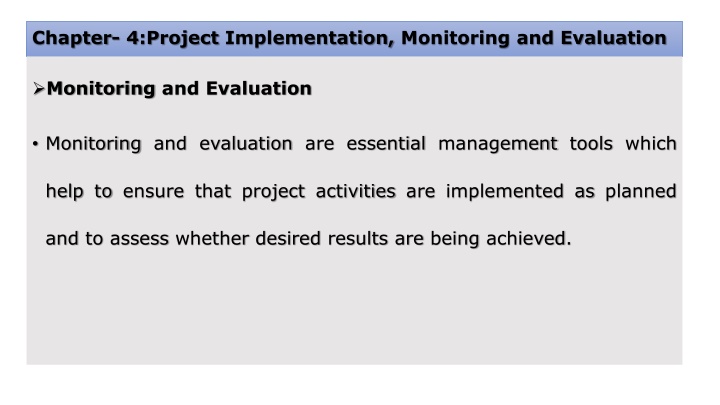 chapter 4 project implementation monitoring