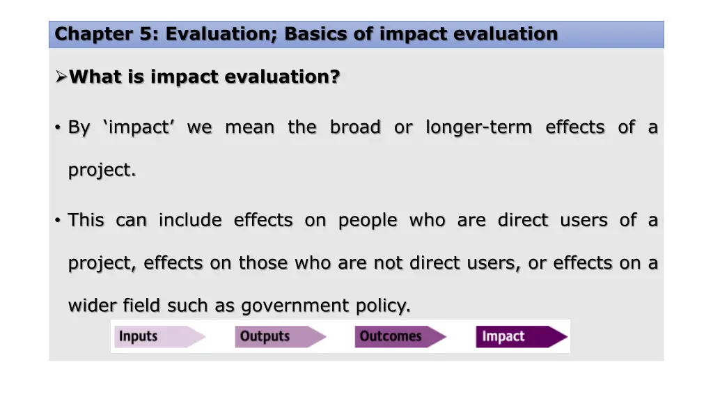 chapter 5 evaluation basics of impact evaluation
