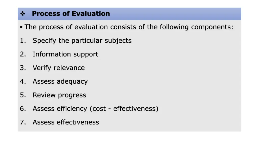 process of evaluation