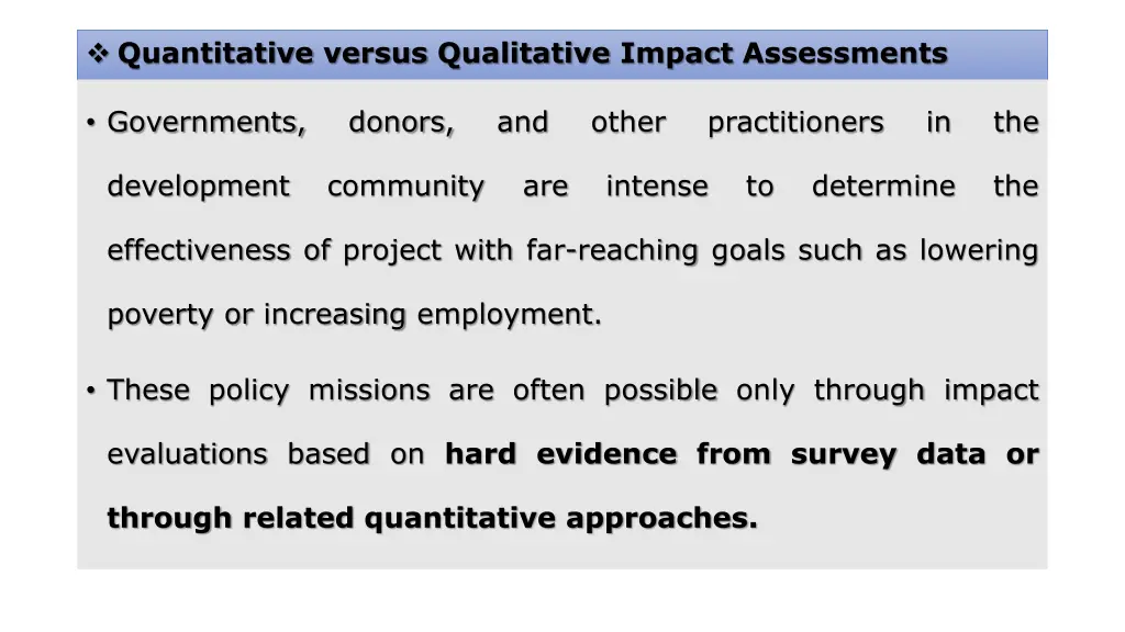 quantitative versus qualitative impact assessments