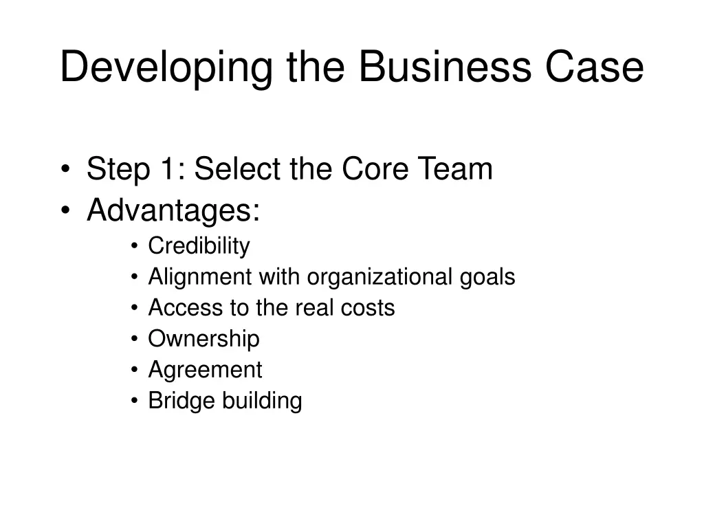 developing the business case
