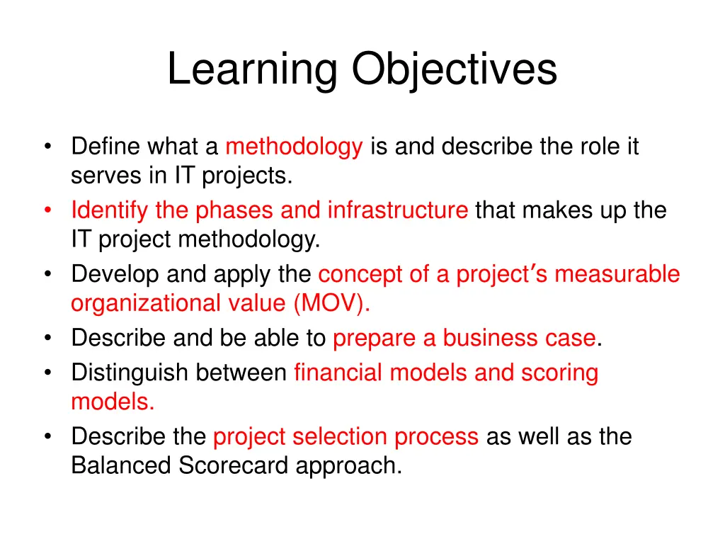 learning objectives