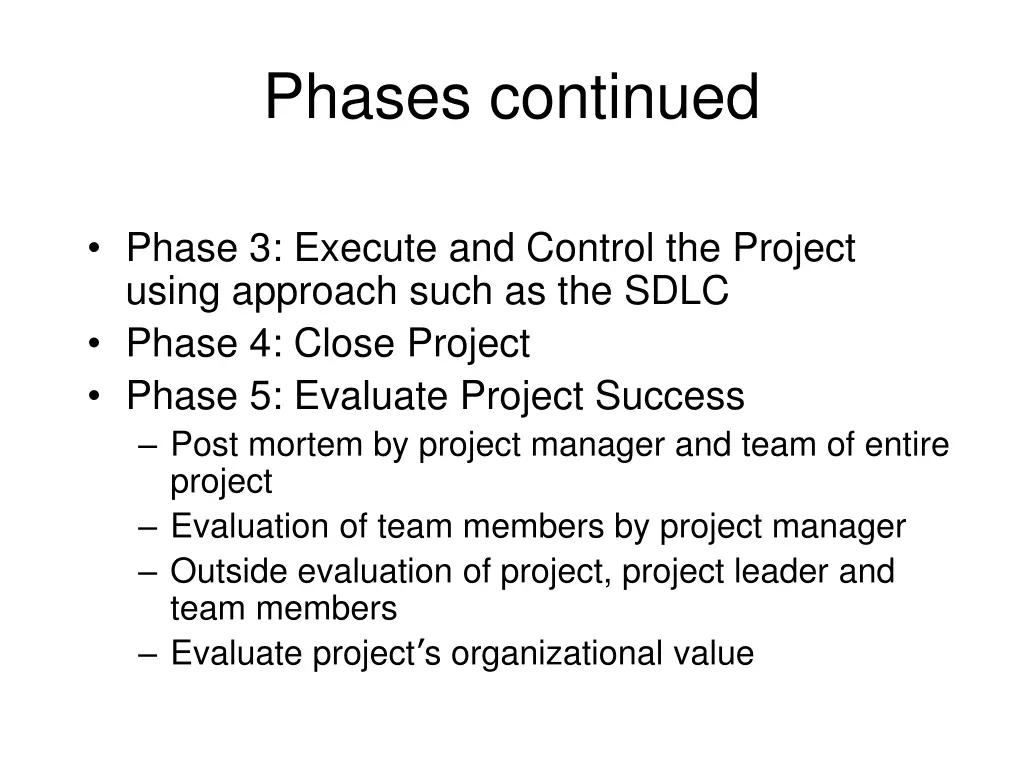 phases continued