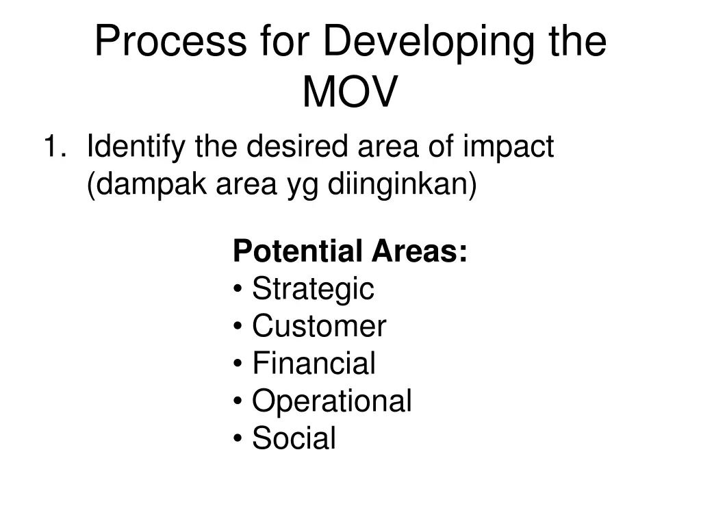 process for developing the mov 1 identify