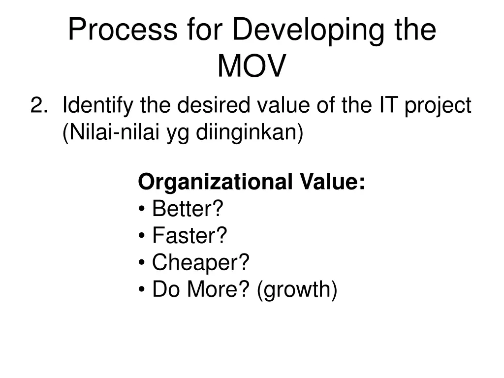 process for developing the mov 2 identify