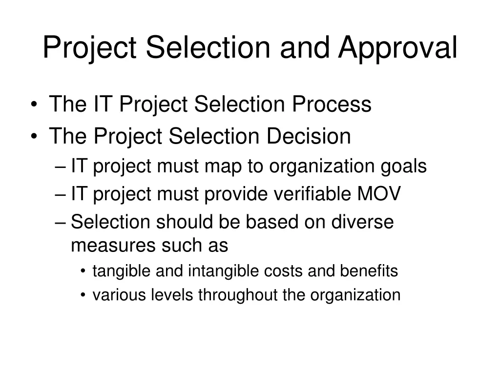 project selection and approval