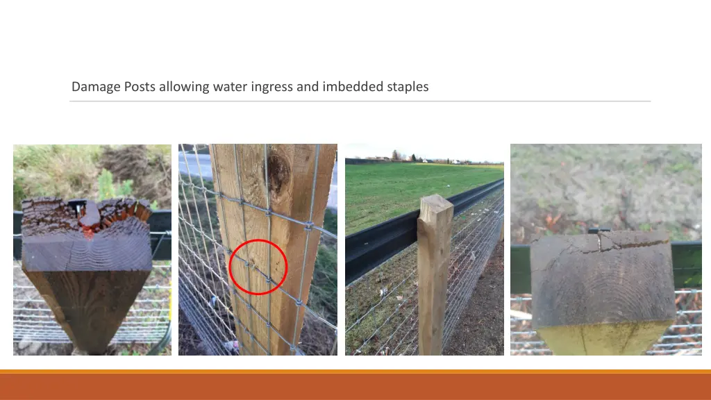 damage posts allowing water ingress and imbedded