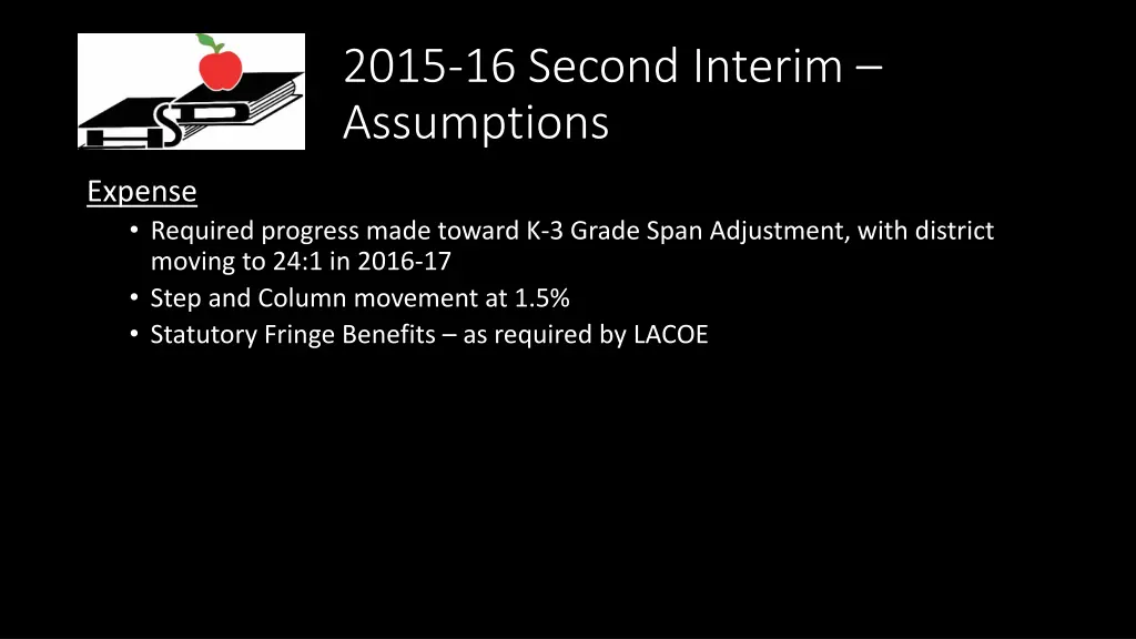 2015 16 second interim assumptions 1