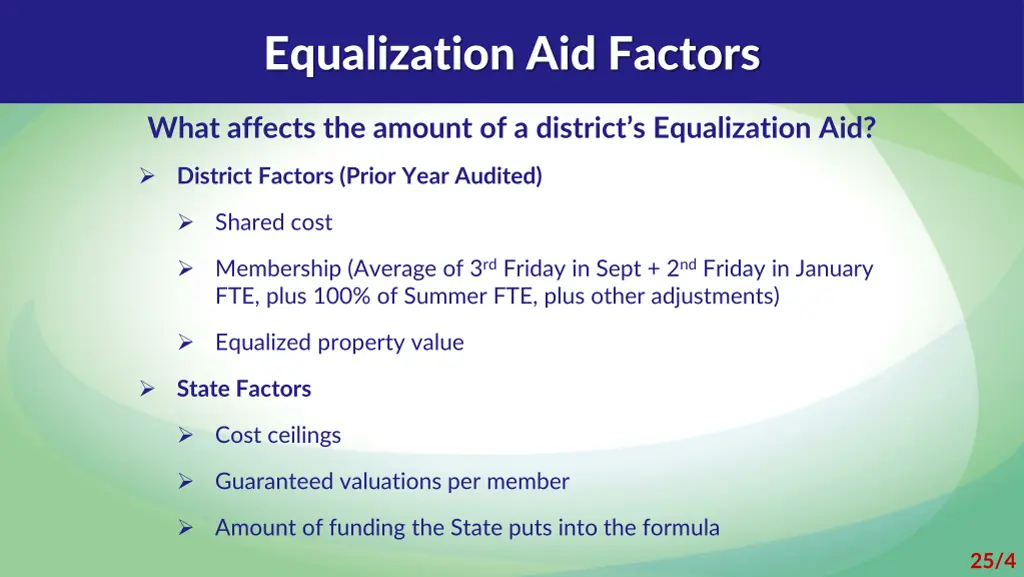 equalization aid factors