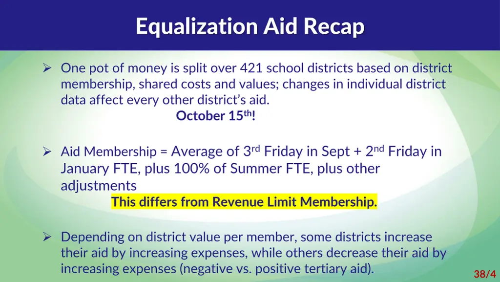 equalization aid recap